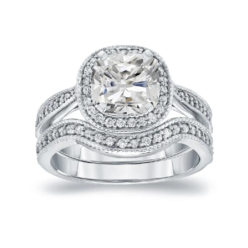 Cushion - Cut Halo Engagement Rings with a Platinum Band and Micro - Pave DetailsAuriya 1 5/8ctw Vintage Cushion-cut Diamond Halo Engagement Ring Set 14k Gold Certified Cushion - Cut Halo Engagement Rings with a Platinum Band and Micro - Pave DetailsAuriya 1 5/8ctw Vintage Cushion-cut Diamond Halo Engagement Ring Set 14k Gold Certified