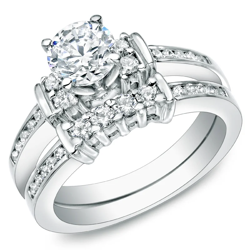 Classic Round Cut Engagement Rings with Platinum Prongs and Halo Setting for Timeless EleganceAuriya 1 CTW Round Diamond Engagement Ring Set Three-Stone Style 14k Gold Classic Round Cut Engagement Rings with Platinum Prongs and Halo Setting for Timeless EleganceAuriya 1 CTW Round Diamond Engagement Ring Set Three-Stone Style 14k Gold