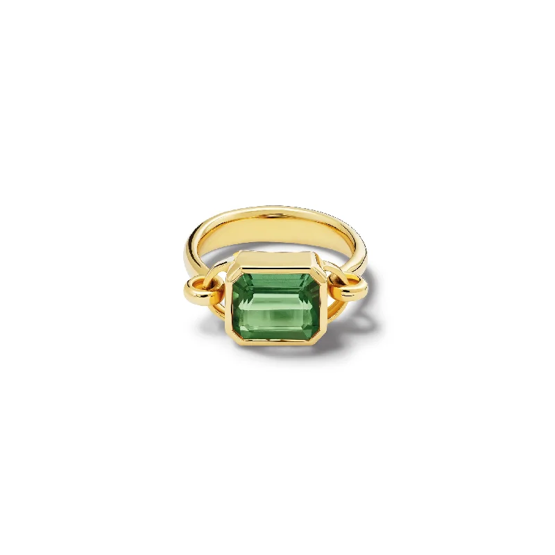 Engagement Rings with Amethyst and Diamond Accents in a Contemporary SettingBaguette Ring 18ct Yellow Gold - Indicolite Green Tourmaline Engagement Rings with Amethyst and Diamond Accents in a Contemporary SettingBaguette Ring 18ct Yellow Gold - Indicolite Green Tourmaline