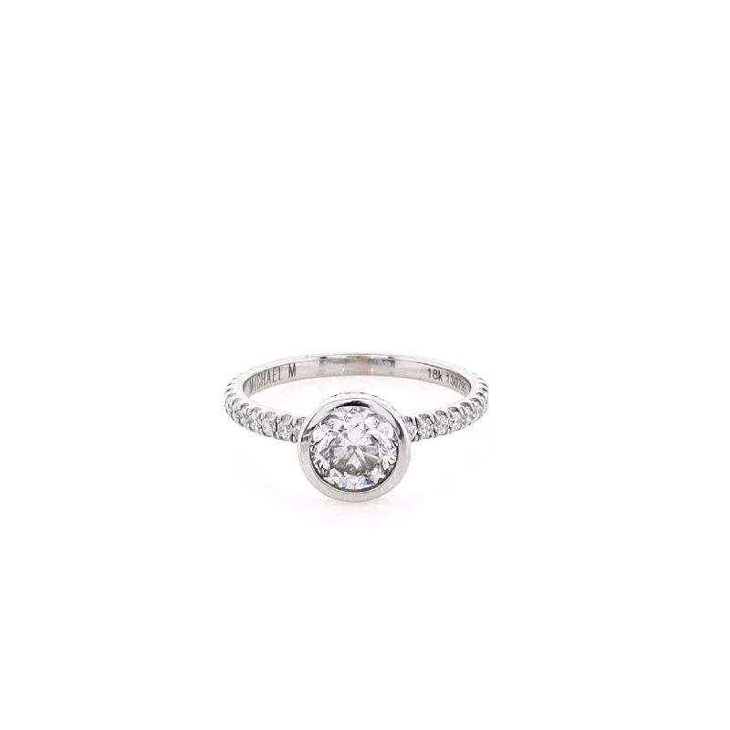 Emerald Cut Engagement Rings with Platinum Gallery and Split Shank DesignEstate Michael M 18 Karat White Gold Diamond Engagement Ring Emerald Cut Engagement Rings with Platinum Gallery and Split Shank DesignEstate Michael M 18 Karat White Gold Diamond Engagement Ring