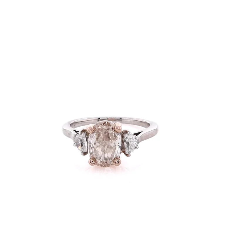 Three - Stone Engagement Rings Symbolizing Love's Past, Present, and Future with Asscher - Cut DiamondsEstate Platinum and 18 Karat Rose Gold Diamond Engagement Ring Three - Stone Engagement Rings Symbolizing Love's Past, Present, and Future with Asscher - Cut DiamondsEstate Platinum and 18 Karat Rose Gold Diamond Engagement Ring