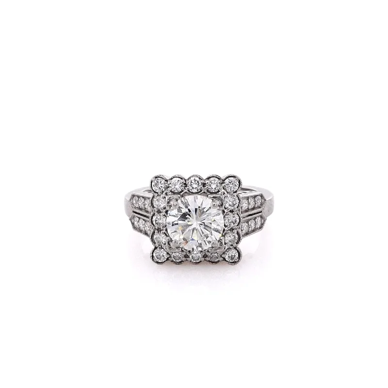 Oval Cut Engagement Rings in Palladium with a Hidden Halo for a Surprise SparkleEstate Platinum Milgrain Diamond Engagement Ring Oval Cut Engagement Rings in Palladium with a Hidden Halo for a Surprise SparkleEstate Platinum Milgrain Diamond Engagement Ring