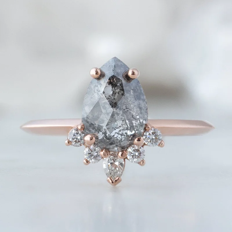 Signature - Design Engagement Rings with a Brand - Exclusive Pattern and Premium DiamondsThe Aster Ring | 1.31ct Rose Cut Salt and Pepper Diamond in 14K Rose Gold Signature - Design Engagement Rings with a Brand - Exclusive Pattern and Premium DiamondsThe Aster Ring | 1.31ct Rose Cut Salt and Pepper Diamond in 14K Rose Gold