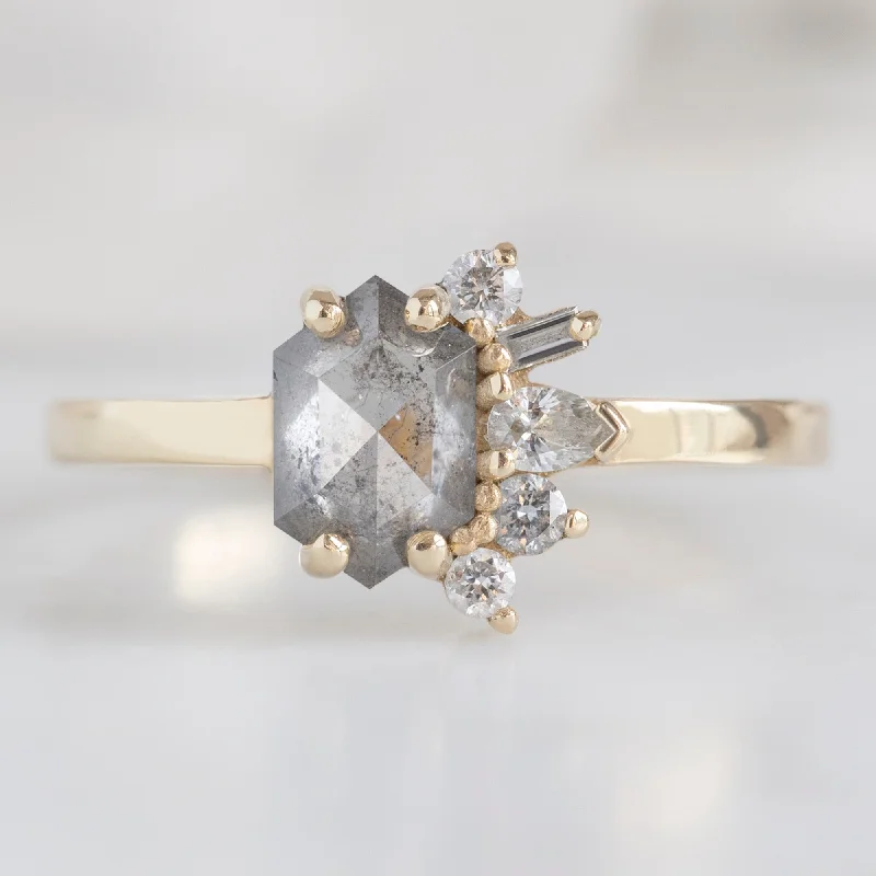 Princess Cut Engagement Rings in 18K White Gold with Micro - Pave Side StonesThe Cluster Ring | 0.54ct Hexagon Salt and Pepper Diamond in 14K Yellow Gold Princess Cut Engagement Rings in 18K White Gold with Micro - Pave Side StonesThe Cluster Ring | 0.54ct Hexagon Salt and Pepper Diamond in 14K Yellow Gold