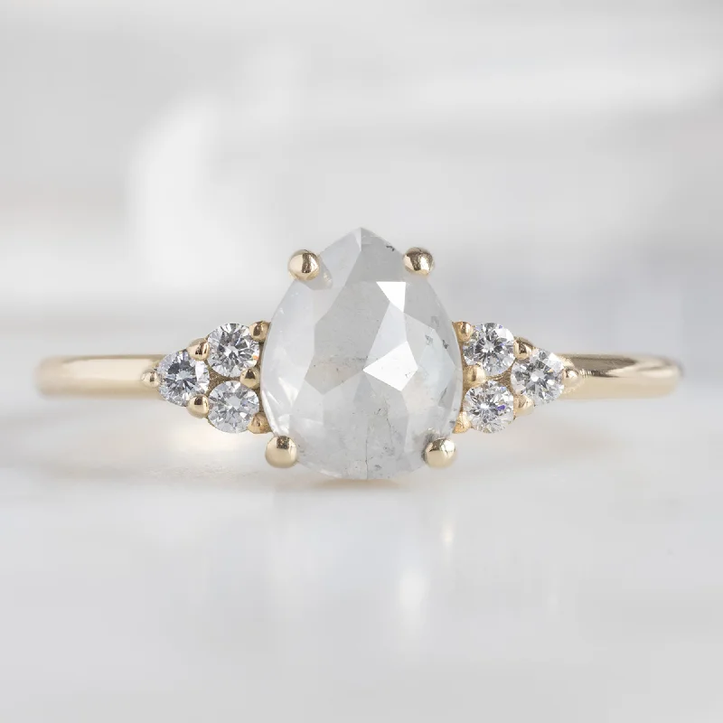 Pear - Shaped Engagement Rings in Yellow Gold with a Diamond - Encrusted BandThe Ivy Ring | 0.92ct Rose Cut Icy White Diamond in 14K Yellow Gold Pear - Shaped Engagement Rings in Yellow Gold with a Diamond - Encrusted BandThe Ivy Ring | 0.92ct Rose Cut Icy White Diamond in 14K Yellow Gold