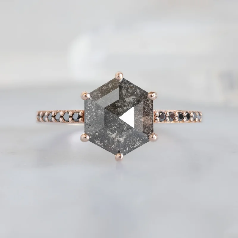 Cathedral - Style Engagement Rings with a Raised Center Stone and Intricate MetalworkThe Willow Ring | 1.08ct Hexagonal Black Diamond in 14K Rose Gold Cathedral - Style Engagement Rings with a Raised Center Stone and Intricate MetalworkThe Willow Ring | 1.08ct Hexagonal Black Diamond in 14K Rose Gold