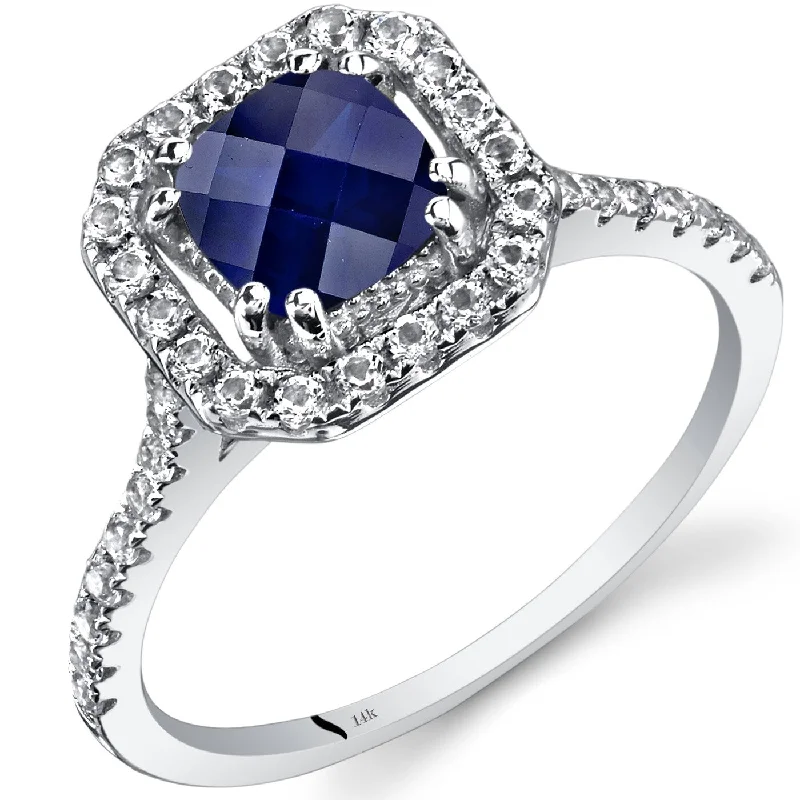 Topaz Gemstone Rings in 10K Gold with a Channel - Set Design for a Contemporary and Durable Option14k White Gold 1.38ct Created Blue Sapphire and White Topaz Ring Topaz Gemstone Rings in 10K Gold with a Channel - Set Design for a Contemporary and Durable Option14k White Gold 1.38ct Created Blue Sapphire and White Topaz Ring