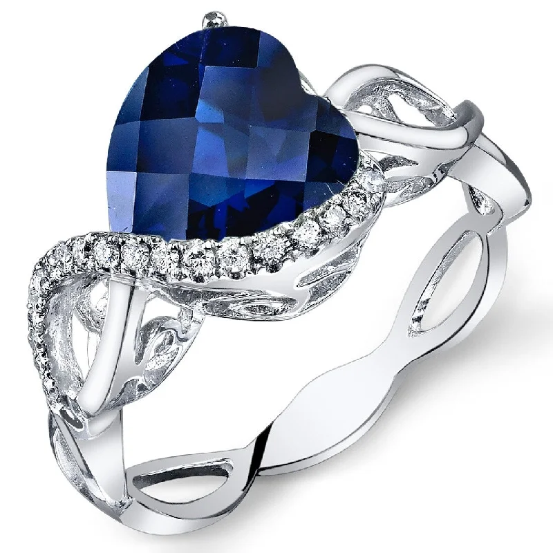 Sapphire Gemstone Rings in 18K White Gold with Diamond Accents for an Elegant Engagement14k White Gold 3.6ct Created Blue Sapphire and Diamond Ring Sapphire Gemstone Rings in 18K White Gold with Diamond Accents for an Elegant Engagement14k White Gold 3.6ct Created Blue Sapphire and Diamond Ring