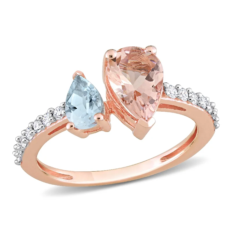 Moonstone Gemstone Rings in Silver - Plated Copper with a Celtic - Inspired Pattern for a Mystical VibeMiadora 1 1/2ct TGW Pear Shape Morganite, Aquamarine and 1/5ct TW Diamond Ring in 14k Rose Gold Moonstone Gemstone Rings in Silver - Plated Copper with a Celtic - Inspired Pattern for a Mystical VibeMiadora 1 1/2ct TGW Pear Shape Morganite, Aquamarine and 1/5ct TW Diamond Ring in 14k Rose Gold