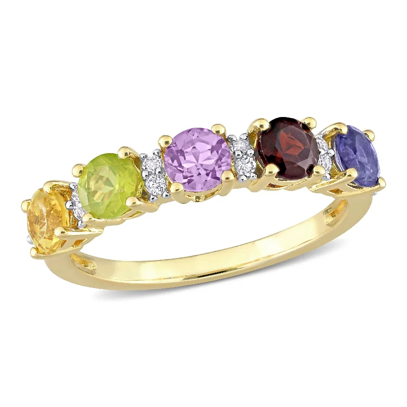 Amethyst Gemstone Rings in Sterling Silver with a Halo of Cubic Zirconia for a Budget - Friendly LuxuryMiadora 1 2/5ct TGW White Topaz - Amethyst - Iolite - Garnet - Citrine & Peridot Semi Eternity Ring in Yellow Silver Amethyst Gemstone Rings in Sterling Silver with a Halo of Cubic Zirconia for a Budget - Friendly LuxuryMiadora 1 2/5ct TGW White Topaz - Amethyst - Iolite - Garnet - Citrine & Peridot Semi Eternity Ring in Yellow Silver