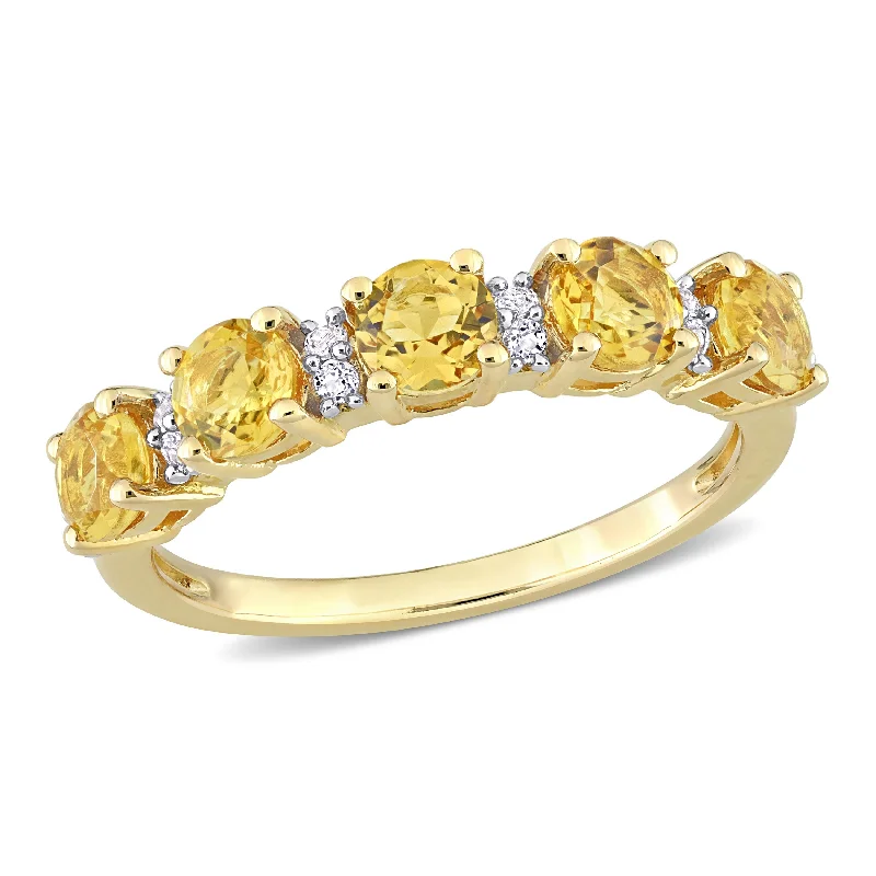 Topaz Gemstone Rings in 10K Gold with a Channel - Set Design for a Contemporary and Durable OptionMiadora 1 3/5ct TGW Citrine and White Topaz Semi Eternity Ring in Yellow Silver Topaz Gemstone Rings in 10K Gold with a Channel - Set Design for a Contemporary and Durable OptionMiadora 1 3/5ct TGW Citrine and White Topaz Semi Eternity Ring in Yellow Silver