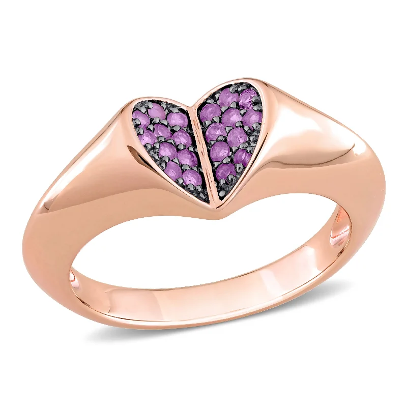 Peridot Gemstone Rings in 14K Gold - Filled Metal with a Pave - Set Band for a Sparkling LookMiadora 1/5ct TGW Amethyst Heart Ring in Rose Silver Peridot Gemstone Rings in 14K Gold - Filled Metal with a Pave - Set Band for a Sparkling LookMiadora 1/5ct TGW Amethyst Heart Ring in Rose Silver