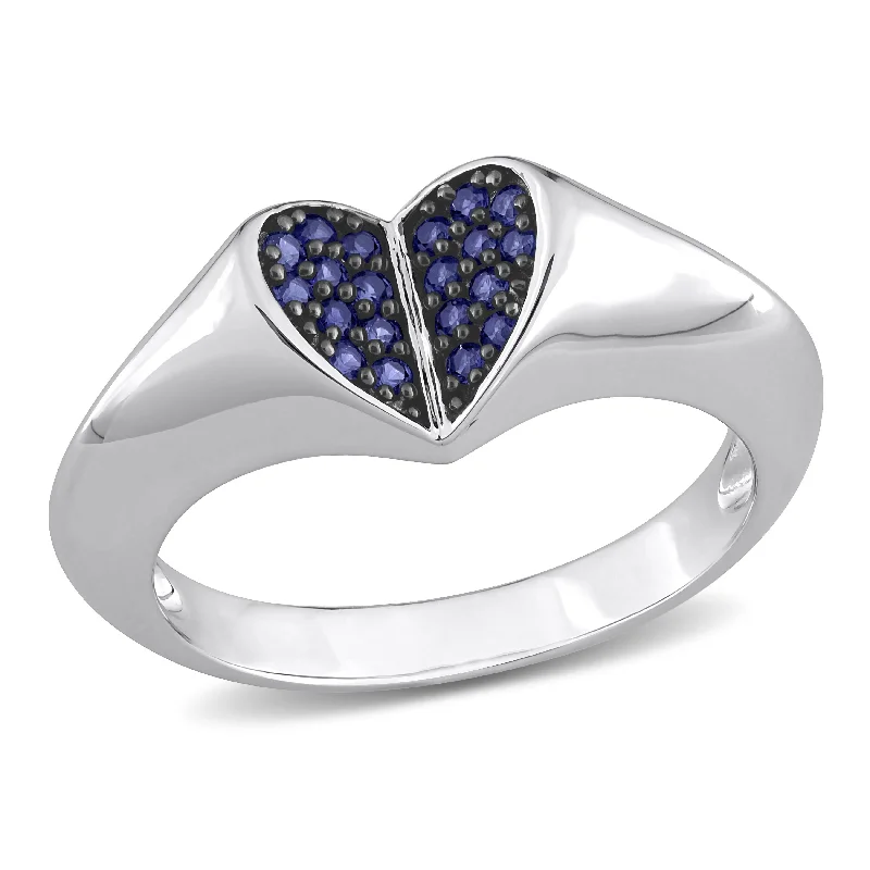 Lapis Lazuli Gemstone Rings in Sterling Silver with a Star - Shaped Setting for a Celestial - Inspired PieceMiadora 1/5ct TGW Created Blue Sapphire Heart Ring in Black Rhodium Plated Silver Lapis Lazuli Gemstone Rings in Sterling Silver with a Star - Shaped Setting for a Celestial - Inspired PieceMiadora 1/5ct TGW Created Blue Sapphire Heart Ring in Black Rhodium Plated Silver