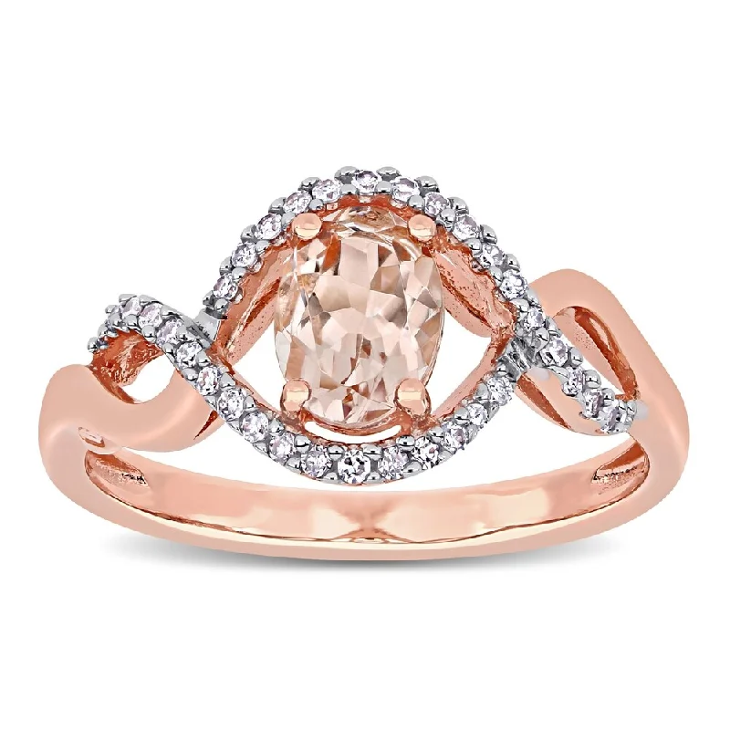 Peridot Gemstone Rings in 14K Gold - Filled Metal with a Pave - Set Band for a Sparkling LookMiadora 10k Rose Gold Morganite and 1/6ct TDW Diamond Halo Crossover Engagement Ring Peridot Gemstone Rings in 14K Gold - Filled Metal with a Pave - Set Band for a Sparkling LookMiadora 10k Rose Gold Morganite and 1/6ct TDW Diamond Halo Crossover Engagement Ring