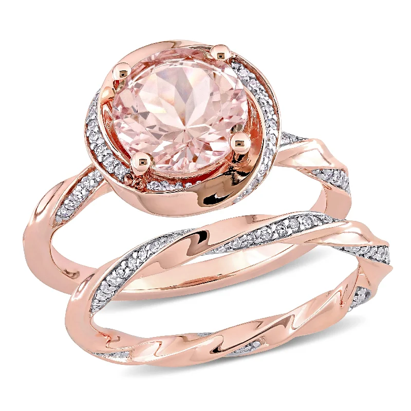 Opal Gemstone Rings in Rose Gold with a Milgrain Edge for a Feminine and Romantic StyleMiadora 10k Rose Gold Morganite and 3/8ct TDW Diamond Halo Swirl Bridal Ring Set Opal Gemstone Rings in Rose Gold with a Milgrain Edge for a Feminine and Romantic StyleMiadora 10k Rose Gold Morganite and 3/8ct TDW Diamond Halo Swirl Bridal Ring Set