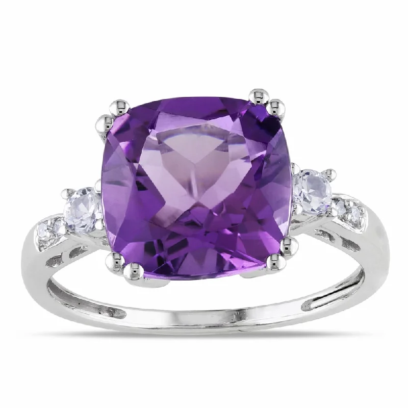 Malachite Gemstone Rings in 14K Gold with a Carved Stone for a Unique and Artistic AppealMiadora 10k White Gold Amethyst, Created White Sapphire and Diamond Ring - Purple Malachite Gemstone Rings in 14K Gold with a Carved Stone for a Unique and Artistic AppealMiadora 10k White Gold Amethyst, Created White Sapphire and Diamond Ring - Purple