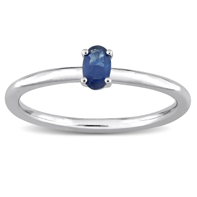 Topaz Gemstone Rings in 10K Gold with a Channel - Set Design for a Contemporary and Durable OptionMiadora 10k White Gold Blue Sapphire Solitaire Stackable Oval Ring Topaz Gemstone Rings in 10K Gold with a Channel - Set Design for a Contemporary and Durable OptionMiadora 10k White Gold Blue Sapphire Solitaire Stackable Oval Ring