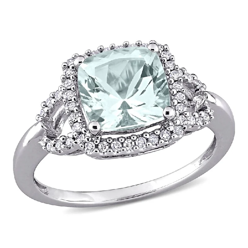 Emerald Gemstone Rings Set in Platinum with Filigree Work for a Vintage - Inspired LookMiadora 10k White Gold Cushion-cut Aquamarine and 1/6ct TDW Diamond Halo Engagement Ring Emerald Gemstone Rings Set in Platinum with Filigree Work for a Vintage - Inspired LookMiadora 10k White Gold Cushion-cut Aquamarine and 1/6ct TDW Diamond Halo Engagement Ring