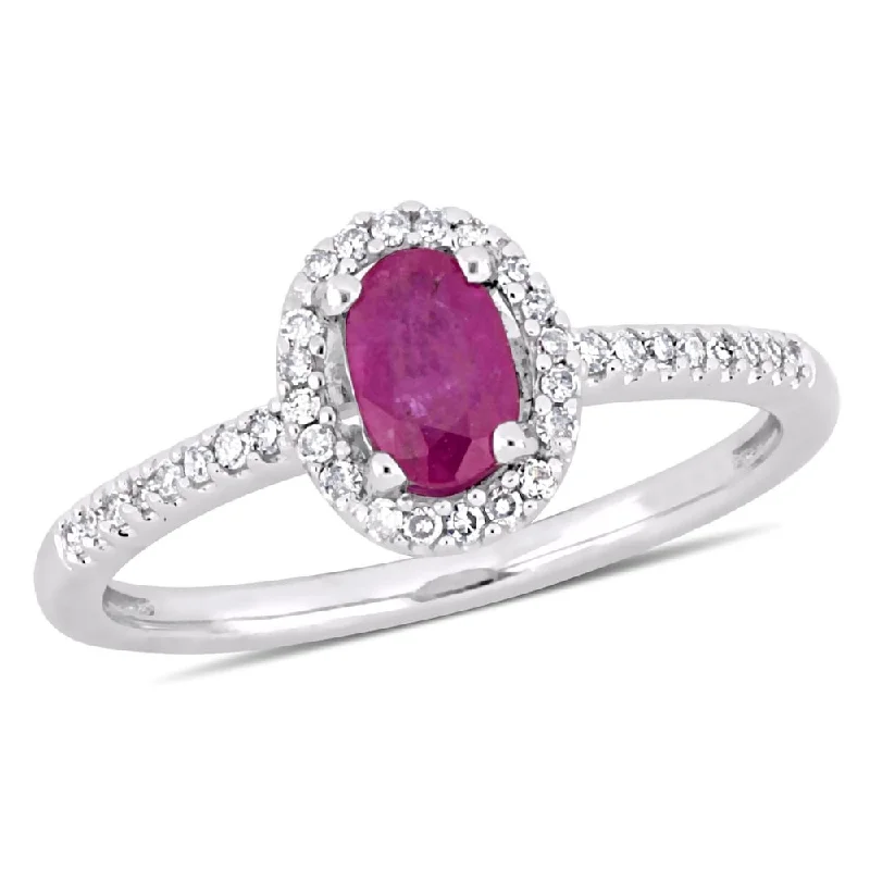 Amethyst Gemstone Rings in Sterling Silver with a Halo of Cubic Zirconia for a Budget - Friendly LuxuryMiadora 10k White Gold Ruby and 1/8ct TDW Diamond Halo Engagement Ring Amethyst Gemstone Rings in Sterling Silver with a Halo of Cubic Zirconia for a Budget - Friendly LuxuryMiadora 10k White Gold Ruby and 1/8ct TDW Diamond Halo Engagement Ring
