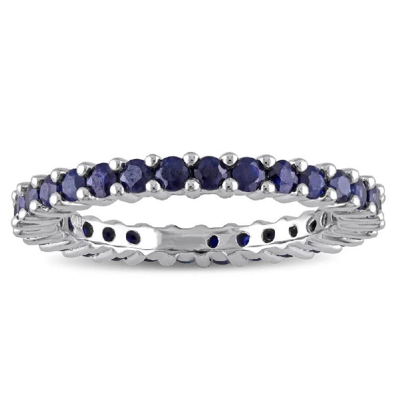 Emerald Gemstone Rings Set in Platinum with Filigree Work for a Vintage - Inspired LookMiadora 10k White Gold Sapphire Eternity Ring - Blue Emerald Gemstone Rings Set in Platinum with Filigree Work for a Vintage - Inspired LookMiadora 10k White Gold Sapphire Eternity Ring - Blue