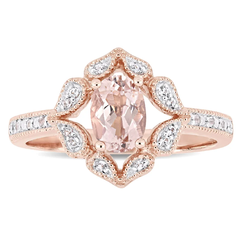 Emerald Gemstone Rings Set in Platinum with Filigree Work for a Vintage - Inspired LookMiadora 14k Rose Gold Oval-cut Morganite & White Topaz Engagement Ring Emerald Gemstone Rings Set in Platinum with Filigree Work for a Vintage - Inspired LookMiadora 14k Rose Gold Oval-cut Morganite & White Topaz Engagement Ring