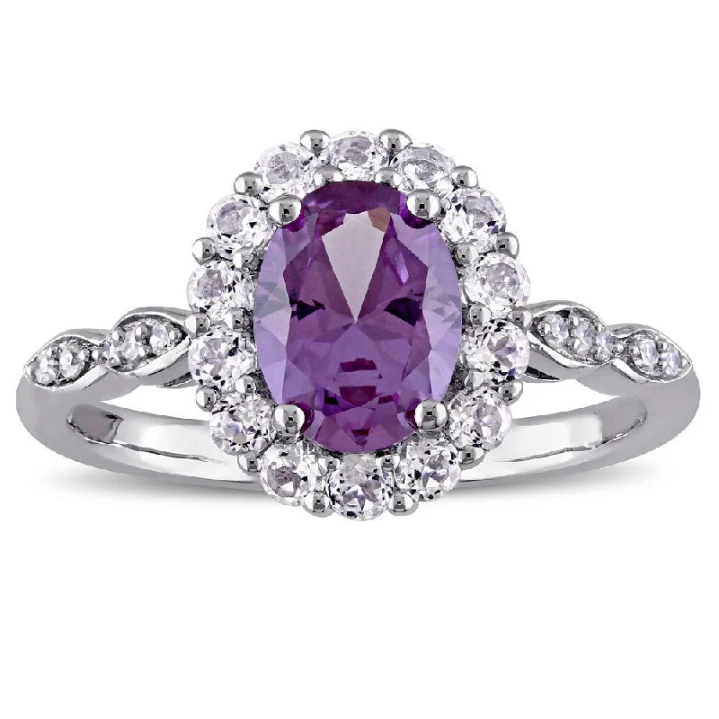 Moonstone Gemstone Rings in Silver - Plated Copper with a Celtic - Inspired Pattern for a Mystical VibeMiadora 14k White Gold Created Alexandrite White Topaz and Diamond Accent Vintage Halo Ring - Purple Moonstone Gemstone Rings in Silver - Plated Copper with a Celtic - Inspired Pattern for a Mystical VibeMiadora 14k White Gold Created Alexandrite White Topaz and Diamond Accent Vintage Halo Ring - Purple