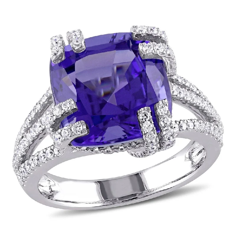 Turquoise Gemstone Rings in 925 Silver with a Southwestern - Inspired Design for a Rustic CharmMiadora 14k White Gold Cushion-Cut Tanzanite and 3/4ct TDW Diamond Crossover Ring - Blue Turquoise Gemstone Rings in 925 Silver with a Southwestern - Inspired Design for a Rustic CharmMiadora 14k White Gold Cushion-Cut Tanzanite and 3/4ct TDW Diamond Crossover Ring - Blue