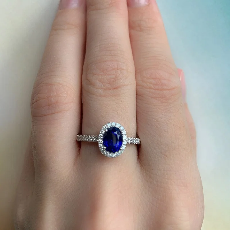 Lapis Lazuli Gemstone Rings in Sterling Silver with a Star - Shaped Setting for a Celestial - Inspired PieceMiadora 14k White Gold Oval-Cut Blue Sapphire and 1/5ct TDW Diamond Halo Engagement Ring Lapis Lazuli Gemstone Rings in Sterling Silver with a Star - Shaped Setting for a Celestial - Inspired PieceMiadora 14k White Gold Oval-Cut Blue Sapphire and 1/5ct TDW Diamond Halo Engagement Ring