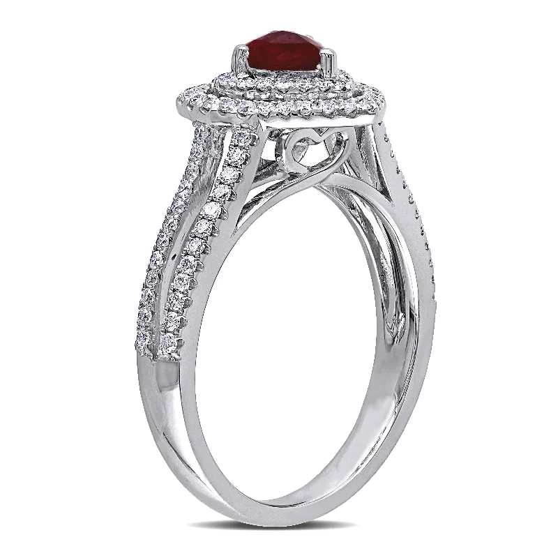 Moonstone Gemstone Rings in Silver - Plated Copper with a Celtic - Inspired Pattern for a Mystical VibeMiadora 14k White Gold Ruby and 3/8ct TDW Diamond Heart Double Halo Split Shank Engagement Ring Moonstone Gemstone Rings in Silver - Plated Copper with a Celtic - Inspired Pattern for a Mystical VibeMiadora 14k White Gold Ruby and 3/8ct TDW Diamond Heart Double Halo Split Shank Engagement Ring