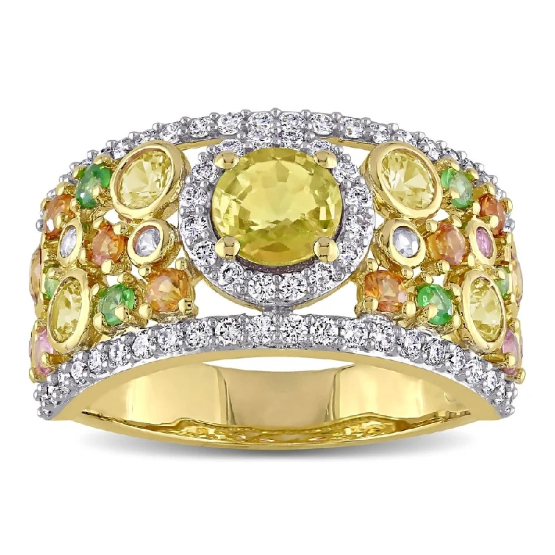 Moonstone Gemstone Rings in Silver - Plated Copper with a Celtic - Inspired Pattern for a Mystical VibeMiadora 14k Yellow Gold Multi-Color Sapphire Tsavorite and 1/2ct TDW Diamond Cluster Band Moonstone Gemstone Rings in Silver - Plated Copper with a Celtic - Inspired Pattern for a Mystical VibeMiadora 14k Yellow Gold Multi-Color Sapphire Tsavorite and 1/2ct TDW Diamond Cluster Band