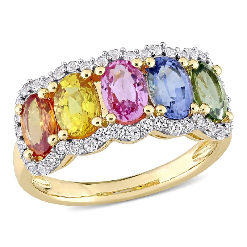 Turquoise Gemstone Rings in 925 Silver with a Southwestern - Inspired Design for a Rustic CharmMiadora 14k Yellow Gold Oval-cut Multi-Color Sapphire 5-Stone Anniversary Band Ring Turquoise Gemstone Rings in 925 Silver with a Southwestern - Inspired Design for a Rustic CharmMiadora 14k Yellow Gold Oval-cut Multi-Color Sapphire 5-Stone Anniversary Band Ring