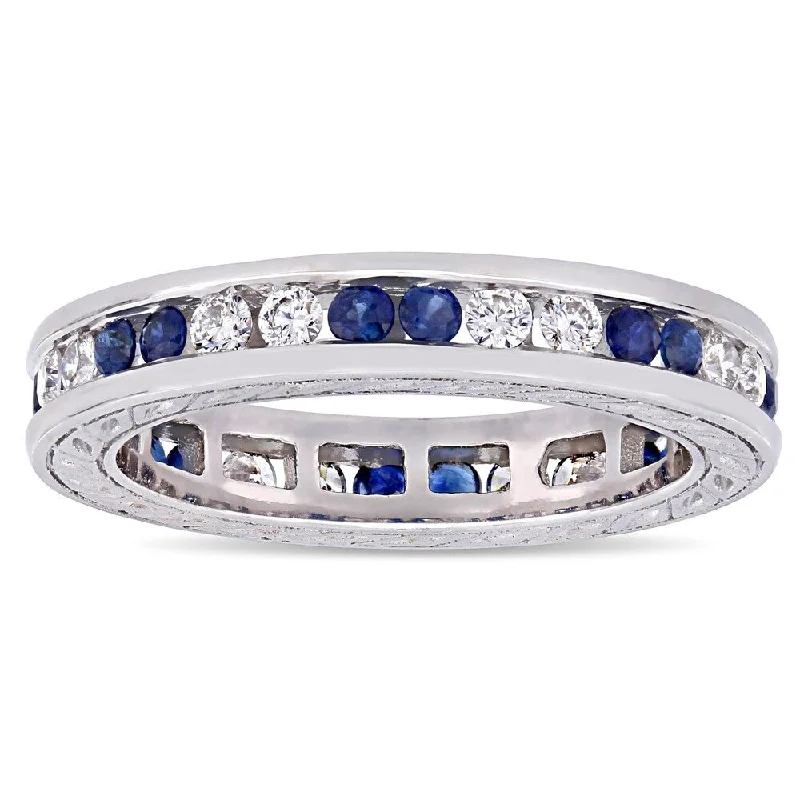 Lapis Lazuli Gemstone Rings in Sterling Silver with a Star - Shaped Setting for a Celestial - Inspired PieceMiadora 18k White Gold Blue Sapphire and 2/5ct TDW Diamond Full-Eternity Band