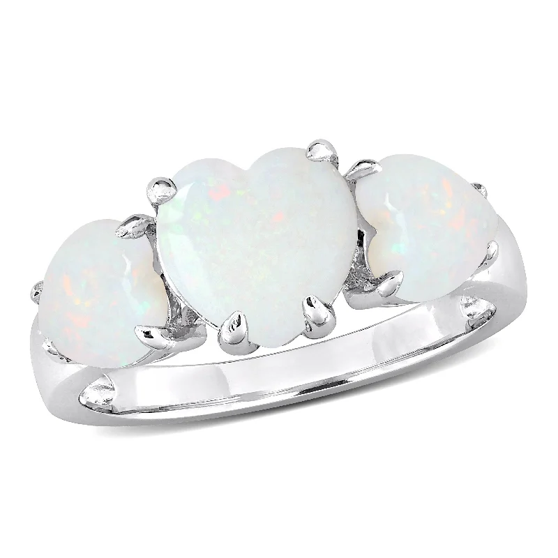 Lapis Lazuli Gemstone Rings in Sterling Silver with a Star - Shaped Setting for a Celestial - Inspired PieceMiadora 2 1/5ct TGW Opal 3-Stone Heart Ring in Sterling Silver Lapis Lazuli Gemstone Rings in Sterling Silver with a Star - Shaped Setting for a Celestial - Inspired PieceMiadora 2 1/5ct TGW Opal 3-Stone Heart Ring in Sterling Silver