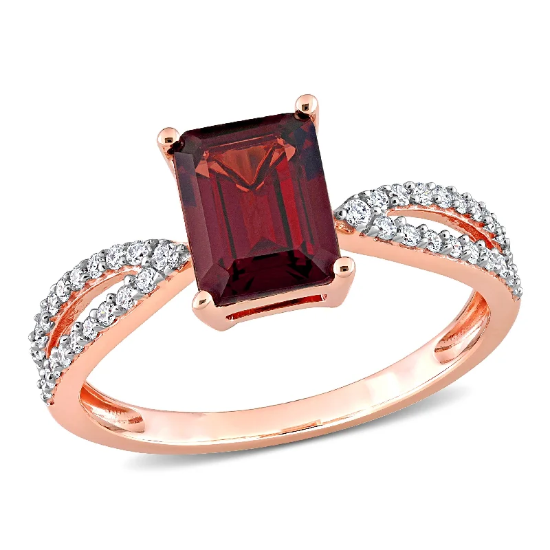 Tourmaline Gemstone Rings in 18K Two - Tone Gold with a Floral - Shaped Setting for a Feminine TouchMiadora 2 1/8ct TGW Octagon Garnet and 1/5ct TDW Diamond Crossover Ring in 14k Rose Gold Tourmaline Gemstone Rings in 18K Two - Tone Gold with a Floral - Shaped Setting for a Feminine TouchMiadora 2 1/8ct TGW Octagon Garnet and 1/5ct TDW Diamond Crossover Ring in 14k Rose Gold