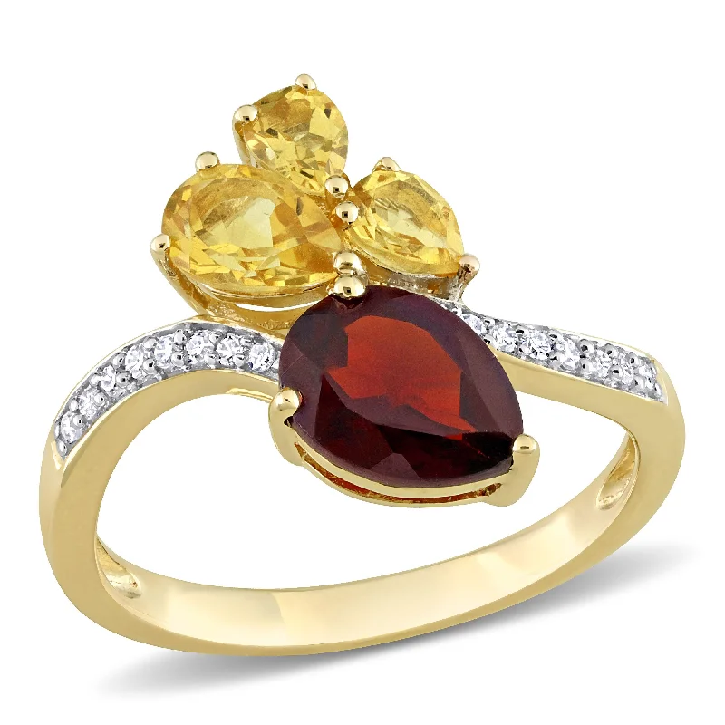 Emerald Gemstone Rings Set in Platinum with Filigree Work for a Vintage - Inspired LookMiadora 2ct TGW Pear-Shape Garnet and Citrine and 1/10ct TDW Diamond Toi et Moi Ring in 14k Yellow Gold Emerald Gemstone Rings Set in Platinum with Filigree Work for a Vintage - Inspired LookMiadora 2ct TGW Pear-Shape Garnet and Citrine and 1/10ct TDW Diamond Toi et Moi Ring in 14k Yellow Gold