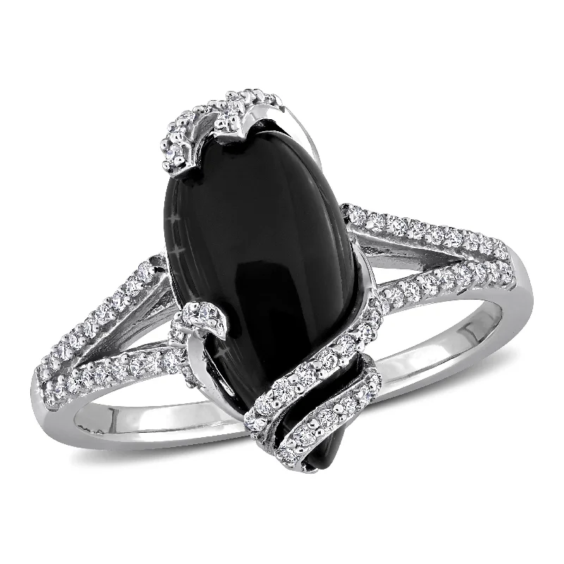 Topaz Gemstone Rings in 10K Gold with a Channel - Set Design for a Contemporary and Durable OptionMiadora 3 1/2ct TGW Pear-Cut Black Onyx and 1/5ct TDW Diamond Swirl Ring in 10k White Gold Topaz Gemstone Rings in 10K Gold with a Channel - Set Design for a Contemporary and Durable OptionMiadora 3 1/2ct TGW Pear-Cut Black Onyx and 1/5ct TDW Diamond Swirl Ring in 10k White Gold