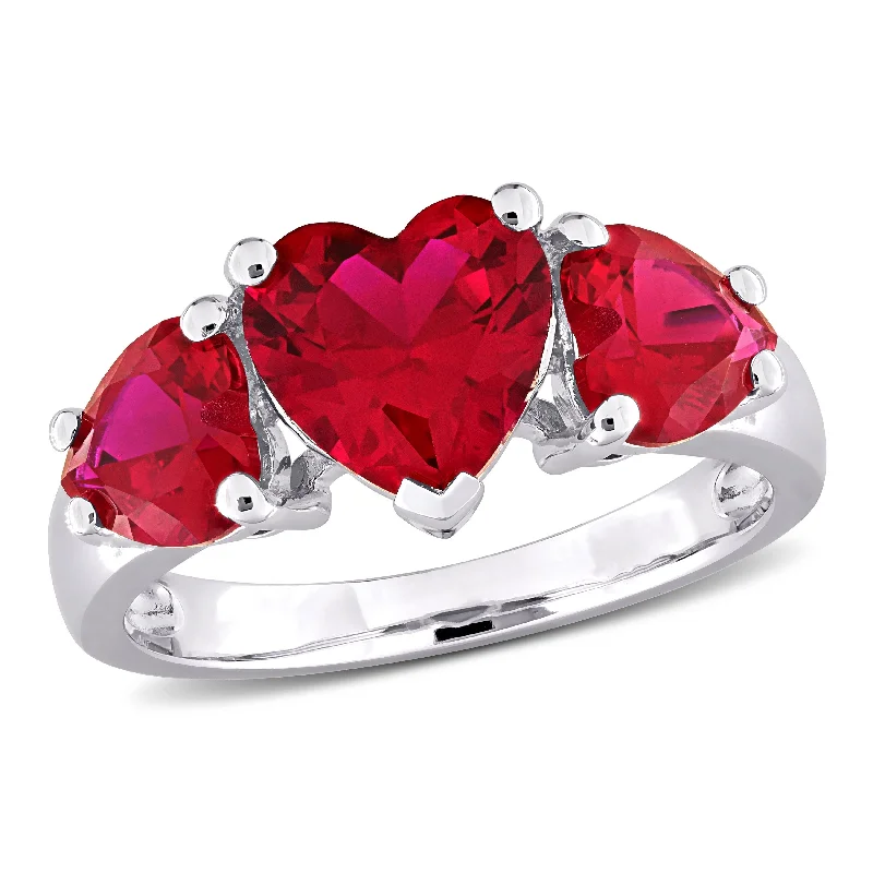 Garnet Gemstone Rings in 18K Gold Vermeil with Intricate Engravings for a Traditional AestheticMiadora 4 4/5ct TGW Created Ruby 3-Stone Heart Ring in Sterling Silver Garnet Gemstone Rings in 18K Gold Vermeil with Intricate Engravings for a Traditional AestheticMiadora 4 4/5ct TGW Created Ruby 3-Stone Heart Ring in Sterling Silver