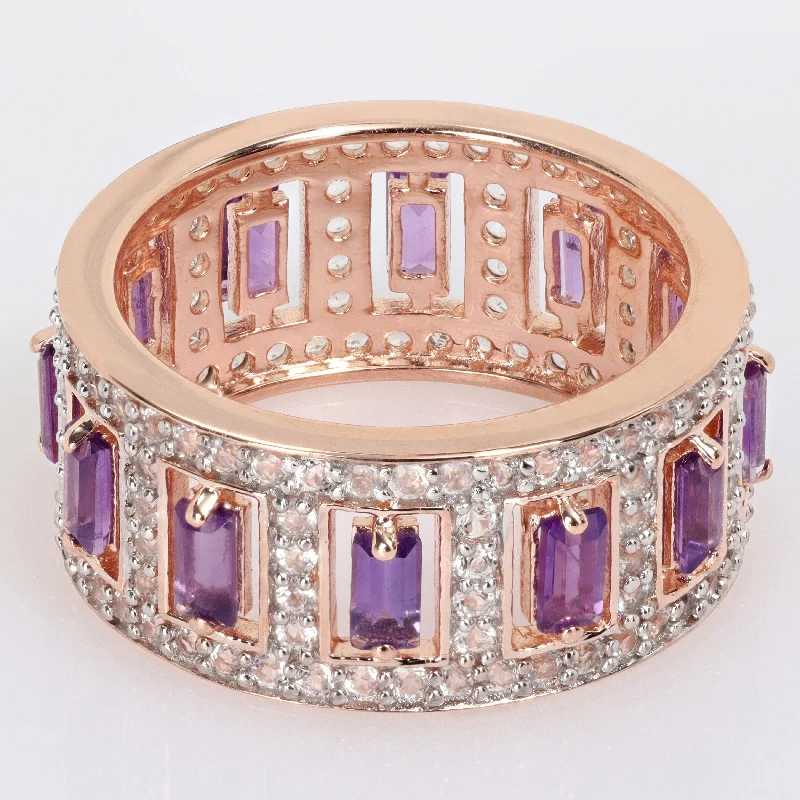 Lapis Lazuli Gemstone Rings in Sterling Silver with a Star - Shaped Setting for a Celestial - Inspired PieceMiadora African Amethyst and White Topaz Eternity Ring in Rose Plated Sterling Silver Lapis Lazuli Gemstone Rings in Sterling Silver with a Star - Shaped Setting for a Celestial - Inspired PieceMiadora African Amethyst and White Topaz Eternity Ring in Rose Plated Sterling Silver