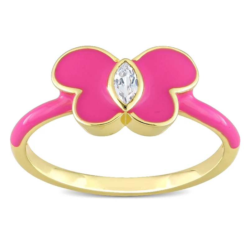 Turquoise Gemstone Rings in 925 Silver with a Southwestern - Inspired Design for a Rustic CharmMiadora Created White Sapphire Butterfly Enamel Ring in Yellow Plated Sterling Silver Turquoise Gemstone Rings in 925 Silver with a Southwestern - Inspired Design for a Rustic CharmMiadora Created White Sapphire Butterfly Enamel Ring in Yellow Plated Sterling Silver