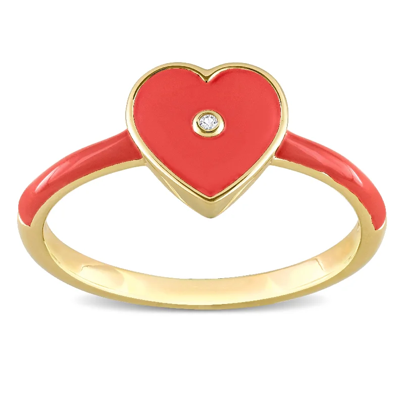 Agate Gemstone Rings in Sterling Silver with a Mosaic - Inspired Inlay for a Bohemian StyleMiadora Created White Sapphire Heart Enamel Ring in Yellow Plated Sterling Silver Agate Gemstone Rings in Sterling Silver with a Mosaic - Inspired Inlay for a Bohemian StyleMiadora Created White Sapphire Heart Enamel Ring in Yellow Plated Sterling Silver