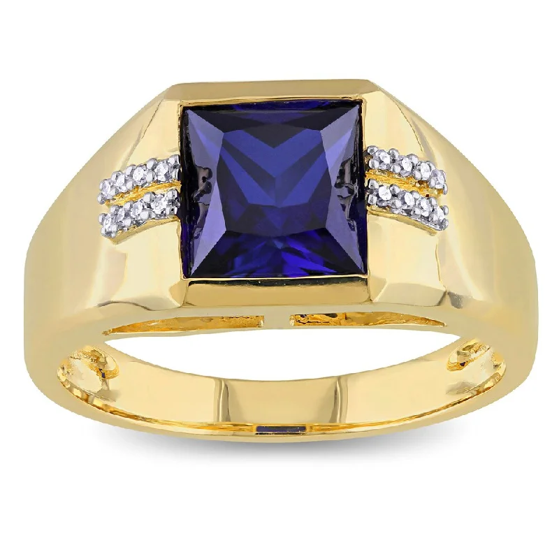 Lapis Lazuli Gemstone Rings in Sterling Silver with a Star - Shaped Setting for a Celestial - Inspired PieceMiadora Men's 10k Yellow Gold Created Blue Sapphire and Diamond Accent Ring Lapis Lazuli Gemstone Rings in Sterling Silver with a Star - Shaped Setting for a Celestial - Inspired PieceMiadora Men's 10k Yellow Gold Created Blue Sapphire and Diamond Accent Ring