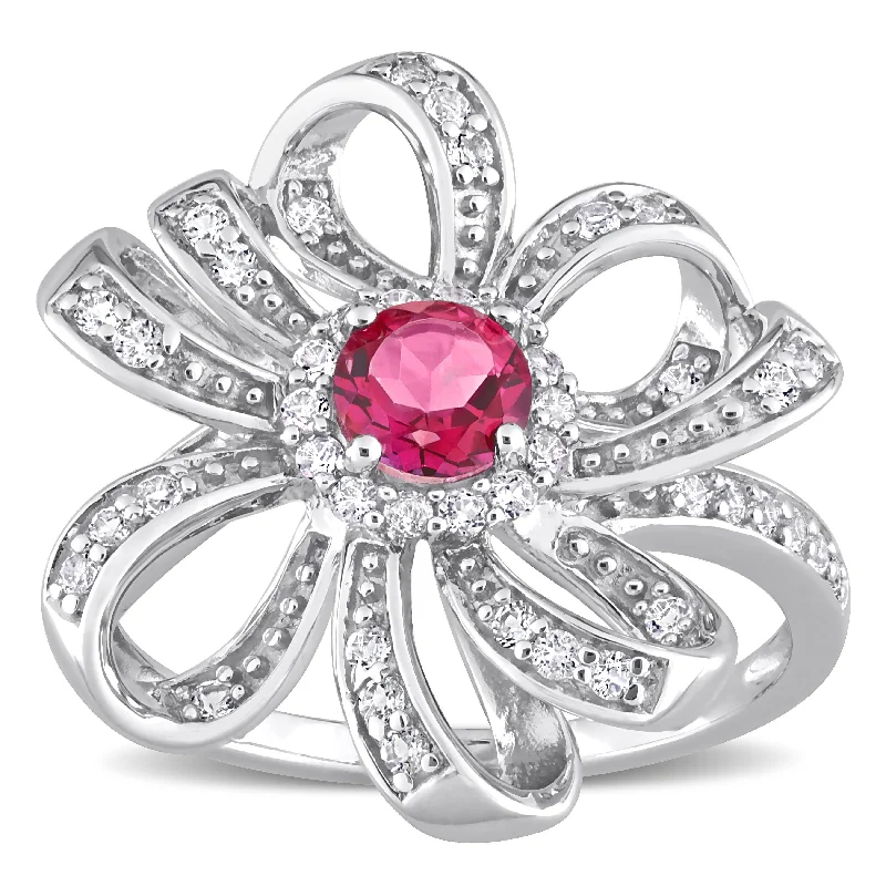 Amethyst Gemstone Rings in Sterling Silver with a Halo of Cubic Zirconia for a Budget - Friendly LuxuryMiadora Pink and White Topaz Floral Cluster Ring in Sterling Silver Amethyst Gemstone Rings in Sterling Silver with a Halo of Cubic Zirconia for a Budget - Friendly LuxuryMiadora Pink and White Topaz Floral Cluster Ring in Sterling Silver