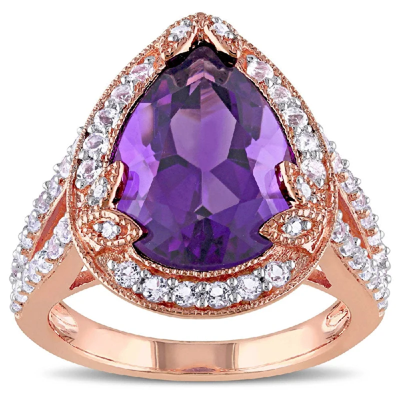 Ruby Gemstone Rings in 14K Yellow Gold with a Solitaire Setting for a Classic and Bold StatementMiadora Rose Plated Silver Amethyst and White Topaz and Diamond Accent Halo Cocktail Ring - Purple Ruby Gemstone Rings in 14K Yellow Gold with a Solitaire Setting for a Classic and Bold StatementMiadora Rose Plated Silver Amethyst and White Topaz and Diamond Accent Halo Cocktail Ring - Purple