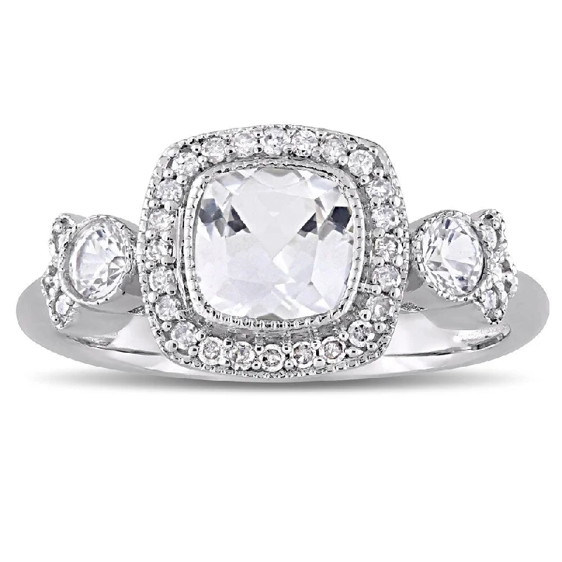 Topaz Gemstone Rings in 10K Gold with a Channel - Set Design for a Contemporary and Durable OptionMiadora Signature Collection 10k White Gold Created White Sapphire and 1/6ct TDW Diamond Vintage 3-Stone Halo Engagement Ring Topaz Gemstone Rings in 10K Gold with a Channel - Set Design for a Contemporary and Durable OptionMiadora Signature Collection 10k White Gold Created White Sapphire and 1/6ct TDW Diamond Vintage 3-Stone Halo Engagement Ring