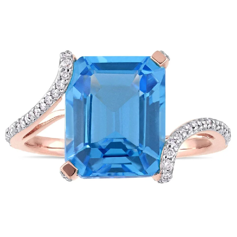 Opal Gemstone Rings in Rose Gold with a Milgrain Edge for a Feminine and Romantic StyleMiadora Signature Collection 14k Rose Gold Swiss-Blue Topaz and 1/4ct TDW Diamond Bypass Cocktail Ring - Blue Opal Gemstone Rings in Rose Gold with a Milgrain Edge for a Feminine and Romantic StyleMiadora Signature Collection 14k Rose Gold Swiss-Blue Topaz and 1/4ct TDW Diamond Bypass Cocktail Ring - Blue