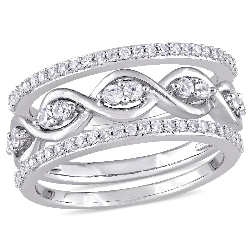 Lapis Lazuli Gemstone Rings in Sterling Silver with a Star - Shaped Setting for a Celestial - Inspired PieceMiadora Signature Collection 14k White Gold 1/4ct TDW Diamond and White Sapphire 3-Piece Infinity Ri Lapis Lazuli Gemstone Rings in Sterling Silver with a Star - Shaped Setting for a Celestial - Inspired PieceMiadora Signature Collection 14k White Gold 1/4ct TDW Diamond and White Sapphire 3-Piece Infinity Ri