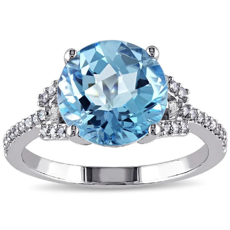 Aquamarine Gemstone Rings in 9K Gold with a Bezel Setting for a Modern and Secure FitMiadora Signature Collection 14k White Gold Blue Topaz and 1/6ct TDW Diamond Cocktail Ring (G-H, SI1 Aquamarine Gemstone Rings in 9K Gold with a Bezel Setting for a Modern and Secure FitMiadora Signature Collection 14k White Gold Blue Topaz and 1/6ct TDW Diamond Cocktail Ring (G-H, SI1