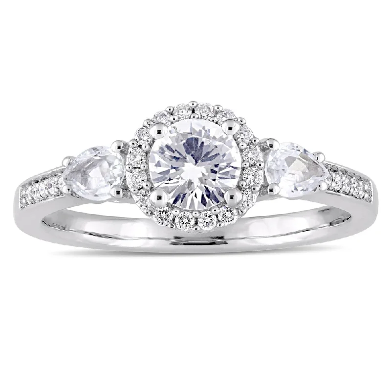 Turquoise Gemstone Rings in 925 Silver with a Southwestern - Inspired Design for a Rustic CharmMiadora Signature Collection 14k White Gold White Sapphire and 1/8ct TDW Diamond Halo Engagement Rin Turquoise Gemstone Rings in 925 Silver with a Southwestern - Inspired Design for a Rustic CharmMiadora Signature Collection 14k White Gold White Sapphire and 1/8ct TDW Diamond Halo Engagement Rin