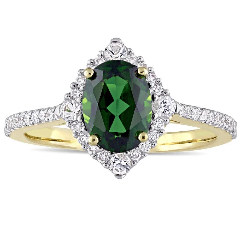 Alexandrite Gemstone Rings in Platinum with a Hidden Halo for a Rare and Luxurious PieceMiadora Signature Collection 14k Yellow Gold Chrome Diopside White Sapphire and 1/4ct TDW Diamond En - Green Alexandrite Gemstone Rings in Platinum with a Hidden Halo for a Rare and Luxurious PieceMiadora Signature Collection 14k Yellow Gold Chrome Diopside White Sapphire and 1/4ct TDW Diamond En - Green
