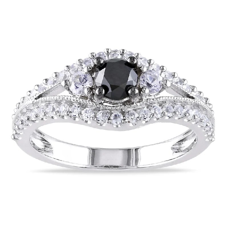 Turquoise Gemstone Rings in 925 Silver with a Southwestern - Inspired Design for a Rustic CharmMiadora Sterling Silver 1ct TDW Black Diamond and White Sapphire Ring Turquoise Gemstone Rings in 925 Silver with a Southwestern - Inspired Design for a Rustic CharmMiadora Sterling Silver 1ct TDW Black Diamond and White Sapphire Ring